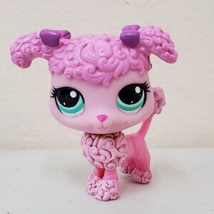 Pink Littlest Pet Shop Poodle Mommy Collectible Toy Adorable Design Green Eyes C